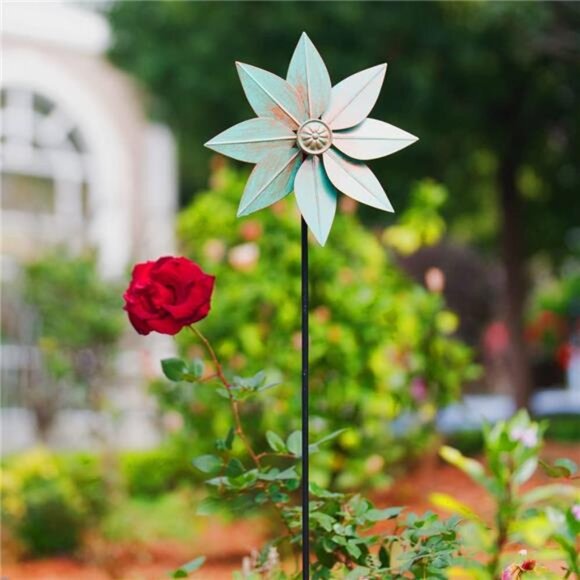 Pinwheels for Yard and Garden, 38 Inches Metal Kinetic Wind Spinner - Picture 2 of 7